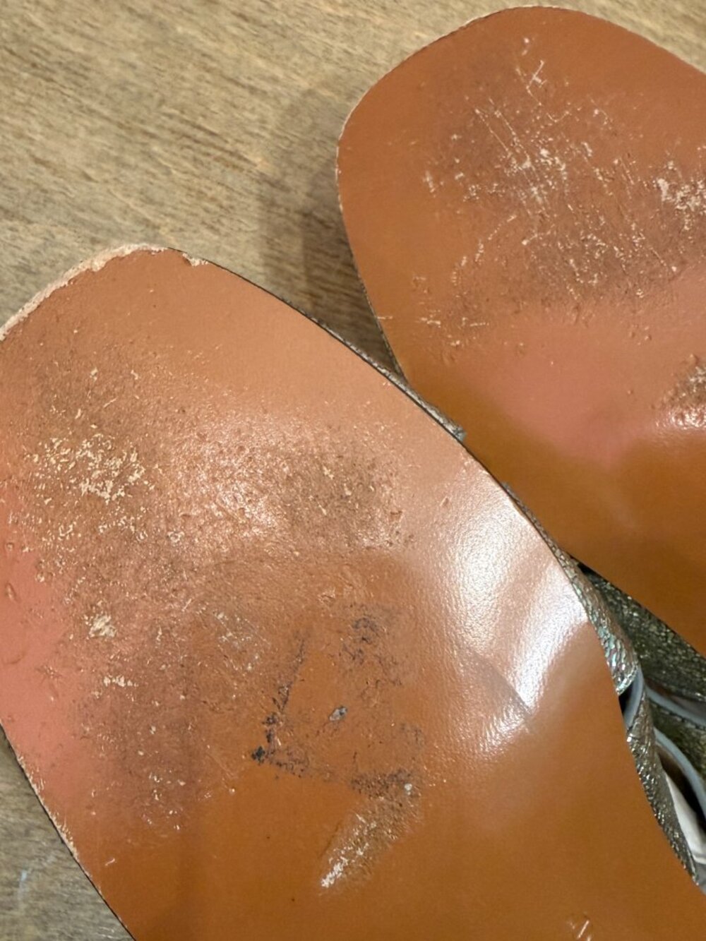 Chloe Silver Metallic Leather Rhinestone Crystal Block Heel Mule Slides 38.5 - Picture 12 of 14